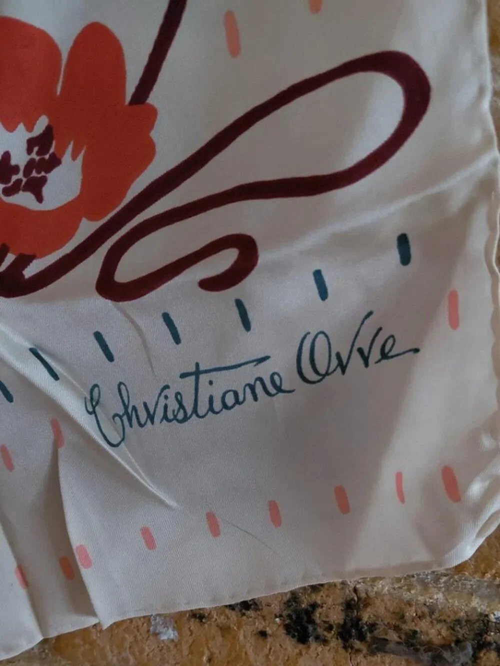 Vintage Christianne Ovve Rectangle Silk Scarf